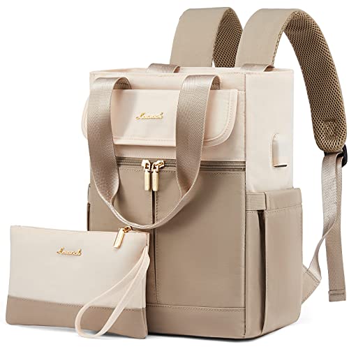 LOVEVOOK Rucksack Damen Klein Cityrucksack Kleiner Handtasche 2 in 1 Rucksacktasche, Mini Schultertasche Tasche Backpack Women Elegant für Freizeit Reisen Arbeit, Beige Khaki