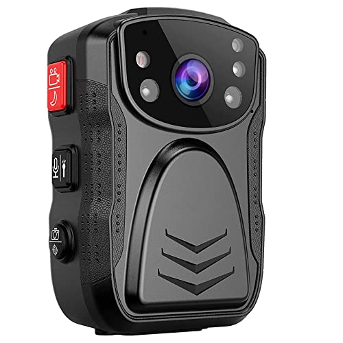 PatrolMaster 1296P UHD Body Camera with Audio (Build-in 128GB), 2 Zoll Display, Nachtsicht, Wasserdicht, Stoßfest, Körper getragen Kamera mit Kompaktem Design, Polizeikamera