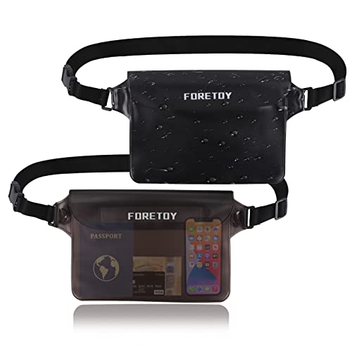 FORETOY wasserdichte Tasche 2 Stück wasserdichter Beutel mit verstellbarem Hüftgurt, wasserdichte Handyhülle wasserfeste Bauchtasche IP68 Bewertung für Wassersport, Strand, Schwimmen, Boot