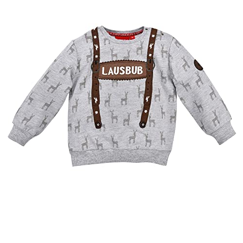 BONDI Sweatshirt ´Lausbub´, Grey-Melange 86 Tracht Baby Jungs Artikel-Nr.91635