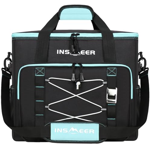 INSMEER Kühltasche Gross 55L, 90 Cans Kühltasche Faltbar, Auslaufsicher & Wasserdicht Isolierte Tasche mit Flaschenöffner XXL Picknicktasche/Einkaufstasche für Ausflug, Camping, Strand