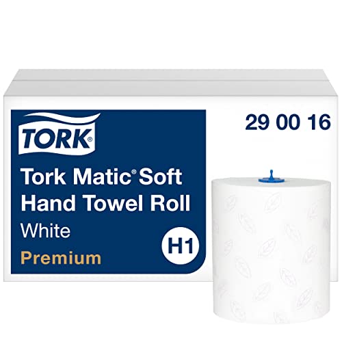 Tork Matic weiches Rollenhandtuch Premium 290016 - H1 Premium Handtuchrollen für Rollenhandtuchspender, besonders hohe Saugkraft, reißfest, 2-lagig, weiß - 6 Papierrollen x 100 m