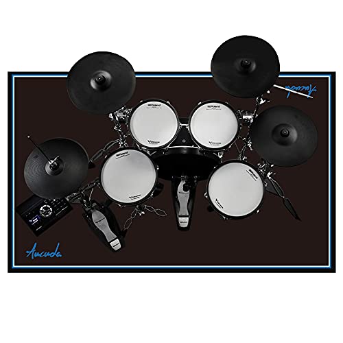 Aucuda Schlagzeugteppich, 120x140cm rutschfest Schalldicht Drum Teppich Matte Innen und Außen, Elektronisches Jazz Schlagzeug Kit für Bass Snare Drum, Summer Schallschutz Akustik Teppich Gift,Schwarz