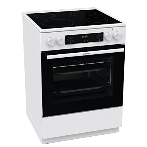 Gorenje GEC6C 40 WD Elektro-Standherd mit Glaskeramik-Kochfeld, 60cm, 71 Liter, Schnellaufheizung, PerfectGrill, Pizzamodus, AquaClean, weiß