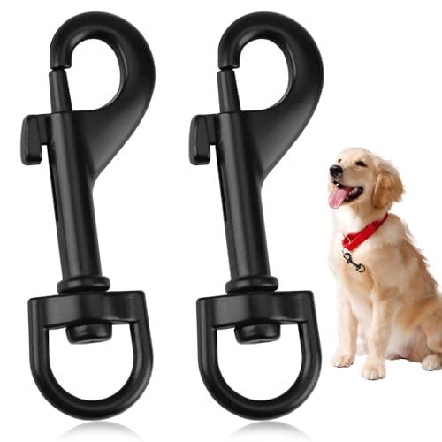 2 Stück Karabiner für Hundeleine, Karabiner Drehgelenk für Hundeleinen und Outdoor-Aktivitäten, Karabinerhaken mit Drehgelenk aus Edelstahl, Karabiner für Schlüsselbunde und Haustierzubehör (Schwarz)
