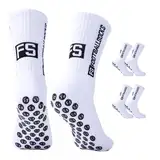 Lancry 2 Paar Fussball Socken Kinder, Atmungsaktive Anti Rutsch Grip Socken Fussball, Rutschfeste Fußballsocken Kinder Jungen Alter 6–12