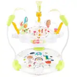 DREAMADE Stationäres Aktivitätscenter, Tierwelt-Jumperoo mit abnehmbarem Fußpolster, Spielcenter mit 360°-Drehsitz, 3 verstellbaren Höhen, Musiktablett & Spielzeugen für Babys ab 6 Monaten (Gelb)