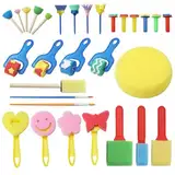 APOMOONS 30 Stück Malerei Schwamm Pinselset Kinder, Wiederverwendbar Schwamm Malerei Pinsel Set, Kinder Früherziehung Lernen Zeichnung Werkzeuge, Pinsel Kinder Schwammpinsel für DIY, Basteln, Malen