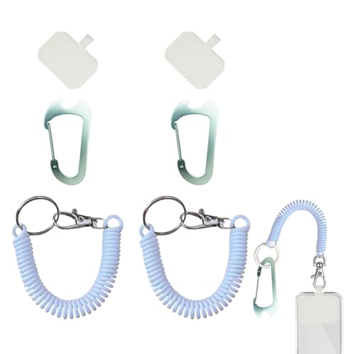 2 Stück Handy Sicherung Wandern Set,Smartphone Sicherung Wandern,Handykette mit Karabiner,HandySicherung,Handy DiebstahlSchutz,für RuckSack Umhängeband,HandyTasche,Geeignet für Mobiltelefon (Blau)