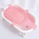 Babybadenetzt, Baby Badewanne Pad,Badewanneneinsatz Baby mit Mesh Verstellbar,Babywannenmatte Anti-Rutsch mit Sicherheitsgurt,Babybadenetzt Babywannenmatte für Neugeborene Kleinkind (Rosa)