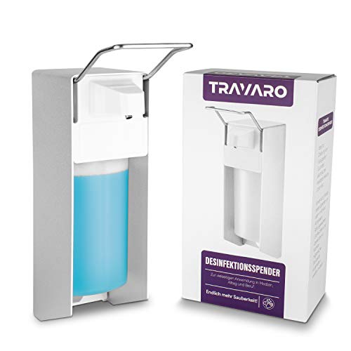 Travaro Desinfektionsmittel Spender 500ml I Desinfektionsspender mit Schrauben zur Wandmontage I Eurospender Seifenspender inklusive Leerflasche