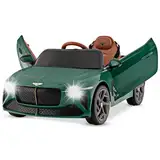 COSTWAY Bentley Elektroauto für Kinder, 12V Kinderfahrzeug mit Fernbedienung & Licht & Musik & USB, Kinderauto Elektro, Elektrofahrzeug für Kinder ab 3 Jahren (Grün)