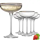 IMPERIAL Sektschalen mit Goldrand 270ml Champagnergläser Set 6-Teilig Sektgläser aus Crystalline Glas Vintage-Gläser