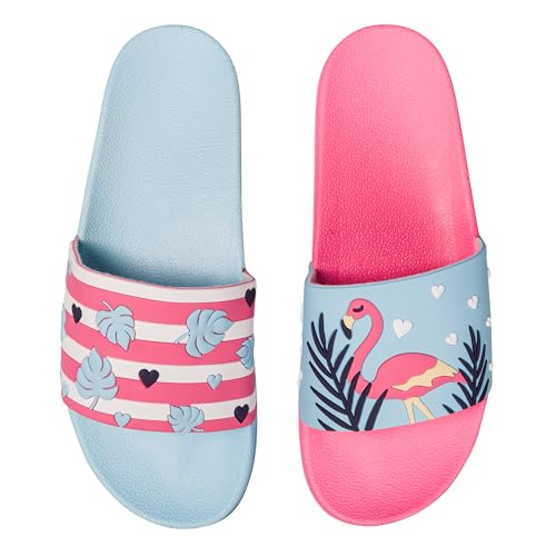 Dedoles Badeschuhe viele lustige Designs Bücher Kaffee Katze Party Pizza Dackel Fuchs Panda Delfin Geschenk, Farbe: Verliebte Flamingos, Gr.: 39 EU