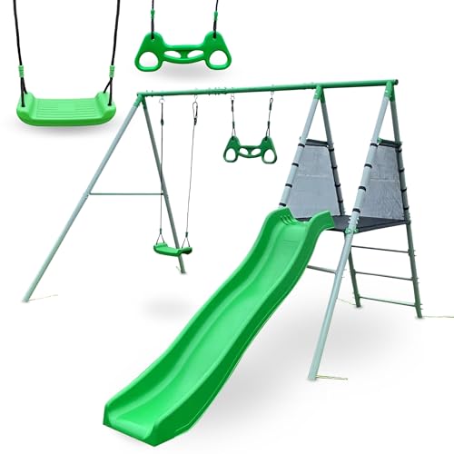 HyperMotion Spielplatz für Kinder 3+, XXL Garten Multifunktions Spielset mit Schaukel, Turner-Trapez und Rutsche, Spielplatz für Kinder für Garten, SWING HYP12