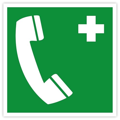Aufkleber Rettungszeichen „Notruftelefon“ Symbol Folie nach ISO 7010 E004 | 5-40 cm Made in Germany, Größe: 10x10cm