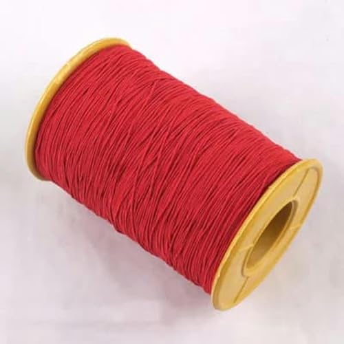 Elastischer Faden mit 0,5 mm Kern, extrem feines, rundes elastisches Seil, Nähunterfaden, Gummiband, elastischer Gürtel, große Rolle, schwarz, weiß-rot, 0,5 mm, 457 m