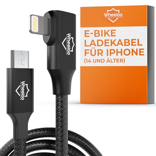 Wheeloo Ebike Ladekabel für iPhone I für alle Fahrradcomputer zB. Bosch, Yamaha, Impulse, BH Bikes E-Bike Display I Micro USB auf Lightning Stecker I Mikro USB Kabel mit OTG Funktion I Navigation