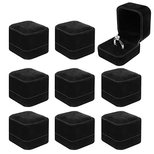 dafuhao 8 Pcs Samt Ringbox Schwarz Ohrring Etui,Ringschachtel Ohrstecker Etui,Ohrring Ring Etui Ringkästchen für Ring Ohrstecker Vorschlag Heiratsantrag Juweliergeschäft(4.5 * 5 * 4cm)