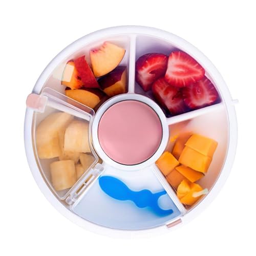 Pasdrucn Aufbewahrung Snackbox, Snackbox Mit Fächern, Kids Snack Spinner Bundle, Wiederverwendbarer Snackspender, Jausenbox Mit Für Snacks Nüsse Süßigkeiten Obst (pink)