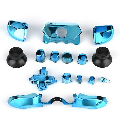 Socobeta Ersatzknopf-Kit Full Mod Teil ersetzen Kompatibel mit Xbox One Controller 3,5-mm-Buchse(Blau)