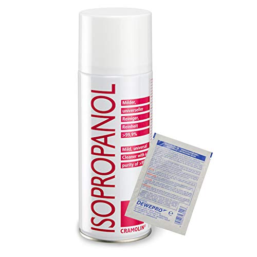 ISOPROPANOL - 400ml Spraydose - Isopropylalkohol - hochreines Lösungsmittel - Reinheit > 99,9% - Universalreiniger - Cramolin - 4021611 inkl. 1 St. DEWEPRO® SingleScrubs - 2-Propanol IPA