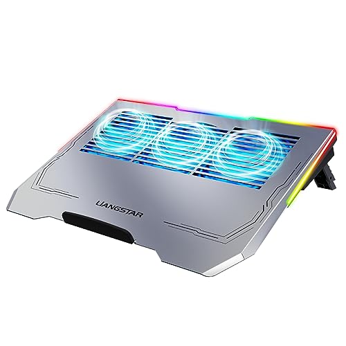 LIANGSTAR Laptop-Kühlpad 30,5 - 43,8 cm, 3 Ventilator-Laptop-Kühlpad (1600 U/min) mit rutschfestem Ständer, USB-Anschluss, RGB-Licht, ergonomisches Design, Staubfilter, Schwarz, 2023 Version