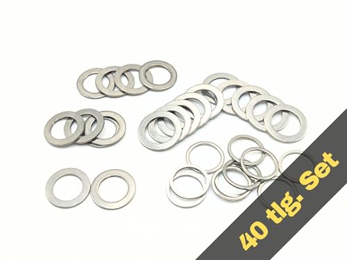 Passscheiben Set 8x11mm 40tlg. DIN988-0,1mm - 0,2mm - 0,3mm - 0,5mm Edelstahl A2 rostfrei rcbay Passscheibe Distanzscheibe