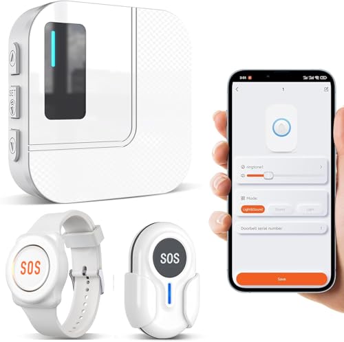 DAYTECH Notrufknopf für Senioren auf Handy, WiFi Tuya Smart Senioren Notfallknopf Alert System, Hausnotruf für ältere Patienten Behinderte,Kinder SOS Notruf(1Empfänger+1Notruf Armband+1Tasten)
