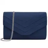 Milisente Damen Clutch, Wildleder Handtasche Clutch Umschlag Crossbody schultertasche Clutch Tasche Abendtasche Marineblau (Blau)