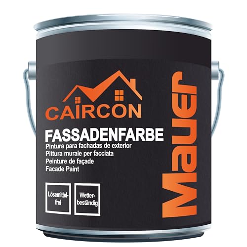 CAIRCON Fassadenfarbe für Außen Wandfarbe Außenfarbe Weiss Wetterfest 5L