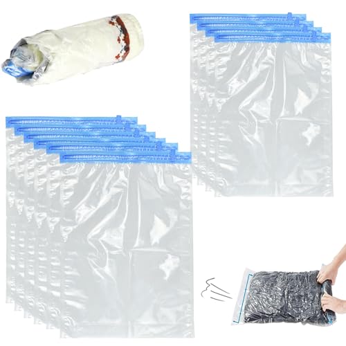 NAROSEBE 10 Stück Vakuumbeutel für Kleidung Reise Kompressionsbeutel Vakuumierbeutel Kleidung Vakuum Kleiderbeutel Aufbewahrungsbeutel zum Rollen Kleidung Vakuumieren Reisen (2 Größen)