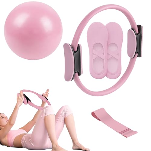 Pilates Set Für Zuhause Frauen, Pilates Essential Kit, Pilatess Fitness Ausrüstung Mit Pilatess Ring, Langen Widerstandsbändern, Ball Und Griffsocken, Für Postpartum, Reisen, Fitnessstudio, Yoga