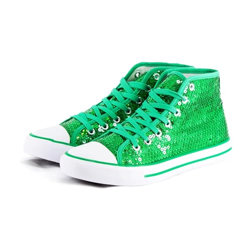 Party Factory Pailletten Schuhe, grün Glitzer, Größe 38, für Damen und Herren, Designer Turnschuhe, Sneaker für Karneval