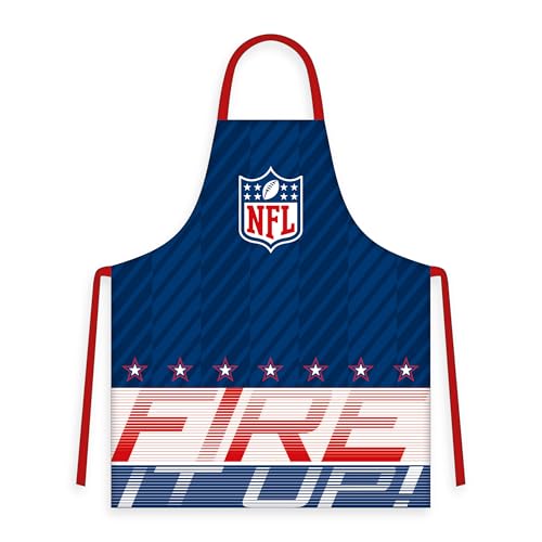 Herding Schürze NFL, Mit Tunnelzug, ca. 70 x 85 cm, Football-Design, Kochschürze für Damen und Herren, 100% Baumwolle