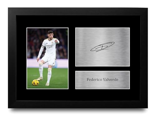 HWC Trading Federico Valverde Real Madrid Geschenke Gedrucktes Signiertes Autogramm Foto für Fußball Anhänger and Fans - A4 Gerahmt