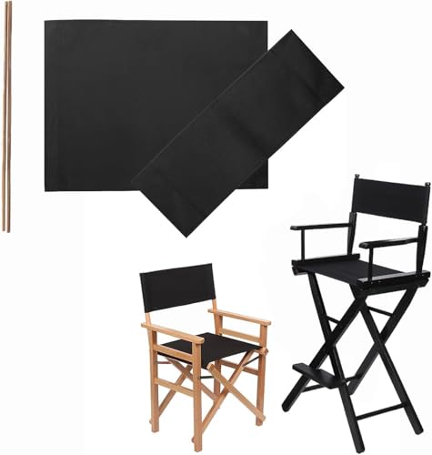 JIAOAOO 1 Paar Sitzbezüge, Casual Directors Chairs Cover Kit Ersatz Canvas Sitzbezüge Hocker Protector 2 Größe (schwarz)