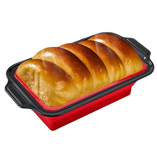 GOMETY Silikon Kastenform 31cm, Brotbackform Silikon mit Metallverstärkter Rahmen, Antihaft Rechteckig Backform Kastenform Kuchen BPA-frei, Ideal für Brotbacken und Kuchenbäckerei