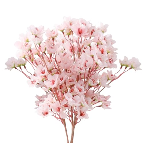 ROSYLEVE 4 Stück Künstliche Kirschblüte Zweige Rosa Pfirsichblumen 40cm, Künstliche Blumen Kirschblüten, Artificial Fake Flowers Pfirsichblüte für Hochzeit Party Zuhause Büro Tisch Vase Dekor