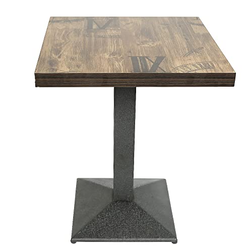 homewell Esstisch, quadratisch, einbeinig, europäischer Stil, geeignet für 4 Personen, aus Eisen und Holzbohlen, Küchentisch, Esstisch, Wohnzimmertisch, Stehtisch 60 x 60 x 75 cm, braun