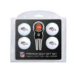 Team Golf NFL Denver Broncos 4 Golfball- und Pitchgabel-Set, reguläre Größe, Golfbälle (4 Stück) & Pitchgabel mit abnehmbarem doppelseitigem Magnetmarker