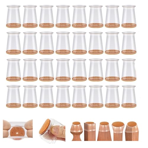 Oxinome Chair Rubber Feet, Oxinome Chair Rubber Feet, Transparent Chair Leg Floor Protector – Prevent Scratches & Reduce Noise on Wood & Tile Floor (L 32pcs)