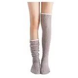 TYUIOP Socken Ohne Gummibund Damen Home Winter Socken warm warm Leggings Socken für Frauen über der Seite stabile Oberschenkelsocken warm Leggings Socken Herren 43-46 Schwarz (Khaki #1, One Size)