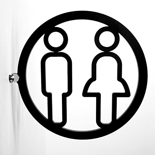 BULINO Toilettenschild, Toilettentürschild, Unisex-Acryl-Toilettenschilder for Männer und Frauen, 11,8 Zoll runde Badezimmertürschilder, mit Montagezubehör, for Büro, Restaurants, Hotels, Supermarkt