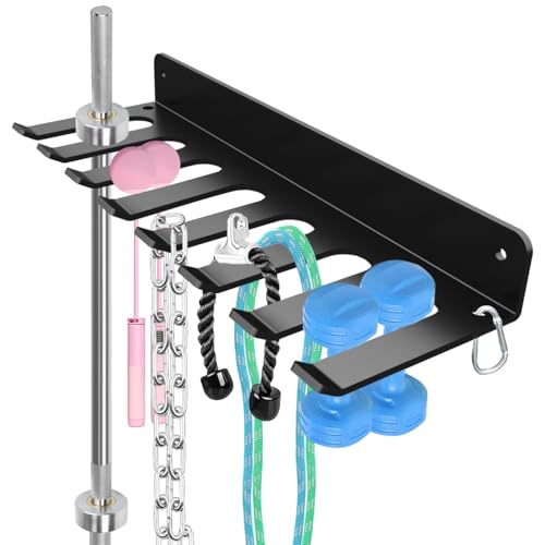 Home Gym Zubehör Organisation Rack Gym Equipment Aufbewahrung für Zuhause 8 Haken Wandaufhänger Gear Barbells Fitness Widerstandsbänder Springseile Heben Gürtel Halter Aufhänger Schwarz