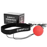 Beast Gear Reflex-Ball für Boxtraining - Einstellbarer Reaktionstrainingsball an Elastischer Schnur mit Stirnband, MMA, Fitness, Boxen, Timing, Genauigkeit. Inklusive Schutzbrille