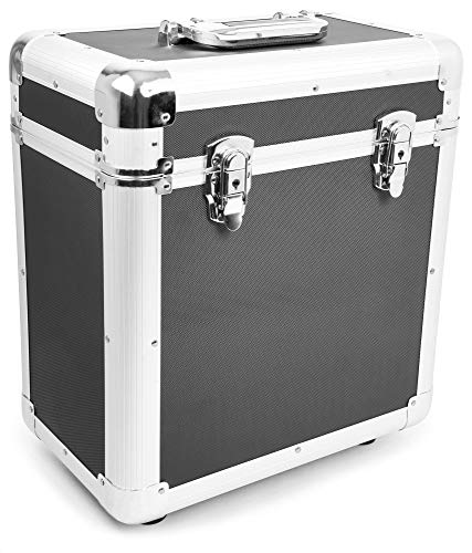 Power Dynamics RC80 Plattenkoffer für 60 Schallplatten Aufbewahrung, Vinyl Koffer, stabile und professionelle Schallplattenbox, Vinyl aufbewahrung mit Schaumstoff Dämmung, Abschließbar - Schwarz
