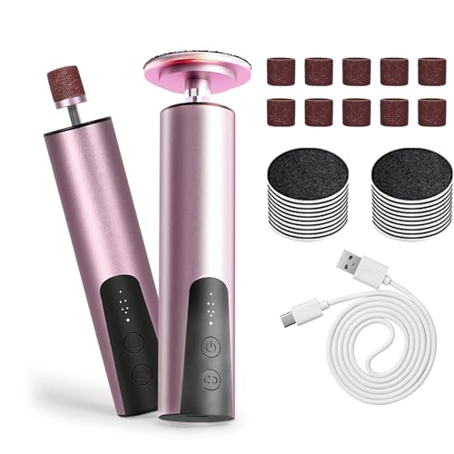 Jianyana 2 in 1 Elektrischer Hornhautentferner, 6 Einstellbare Geschwindigkeit PediküRe Set Elektrisch ManiküRe Set Damen (Roségold)