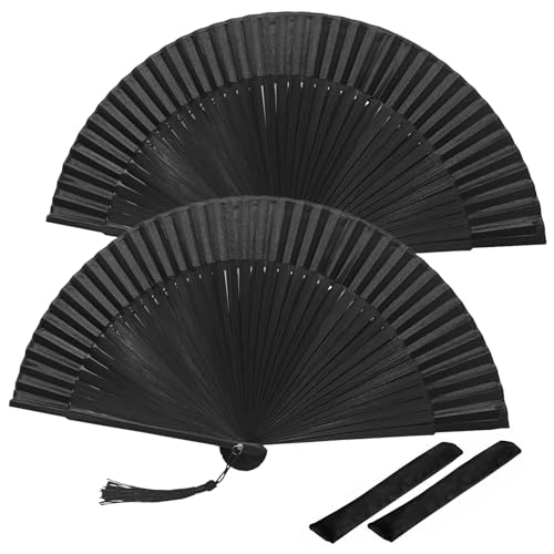 2 Stück Handfächer, Faltbare Fächer, Handfächer für eine Abkühlung im Sommer, Chinesische Fächer für Tanz, Party, Hochzeit Geschenke, DIY Dekoration, Haus Dekorationen
