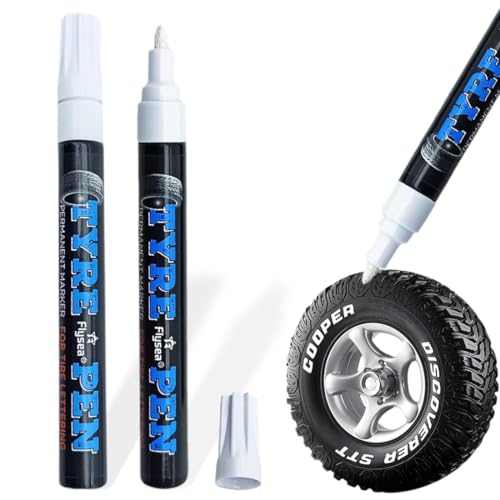 MOLZINY 2 Stück Reifen Stift Reifenstift Weiß Wasserfest Auto Reifenmarkierungsstift Reifenmarker Lackstift Auto Reifenmarker Reifen Lackstifte Hohe KapazitäT Reifenstift Für Auto Motorrad Reifen